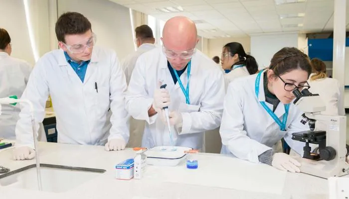 Biochemistry lab students