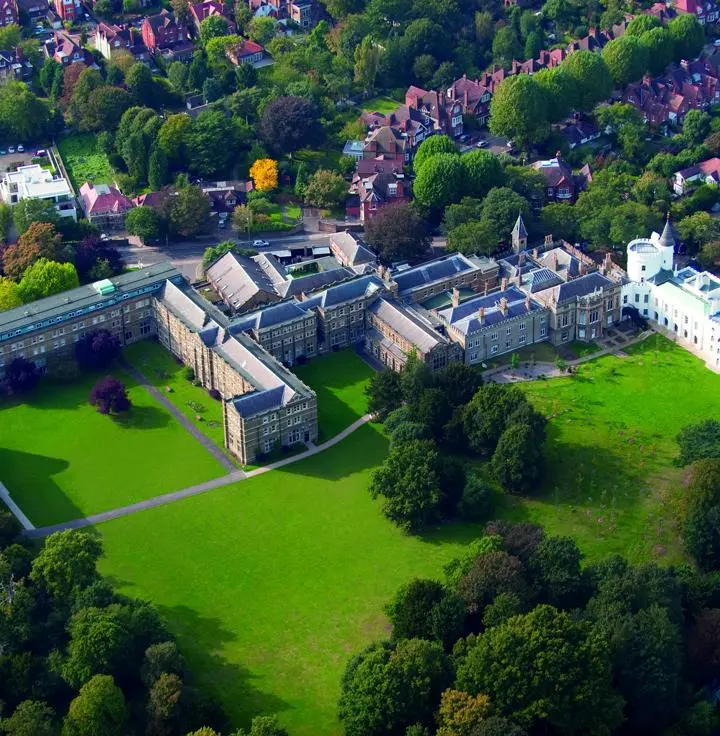 Ariel view of campus of St Mary's University London