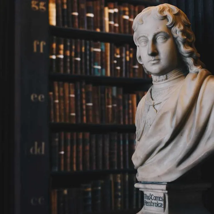 Statue bust in a library