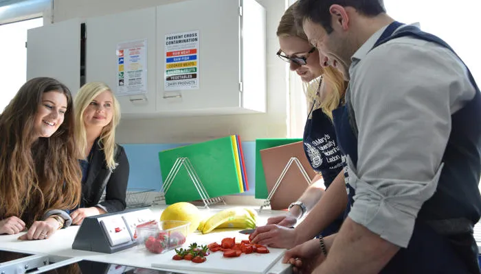 Students in the nutrition kitchen