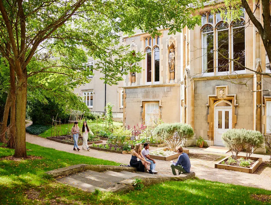 Students sat outside the Waldegrave Drawing Room.