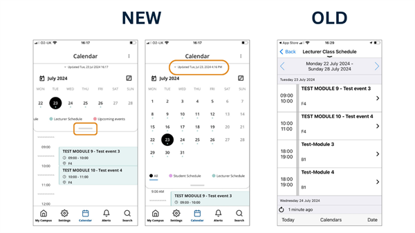 The new calendar feature within the MySMU app.